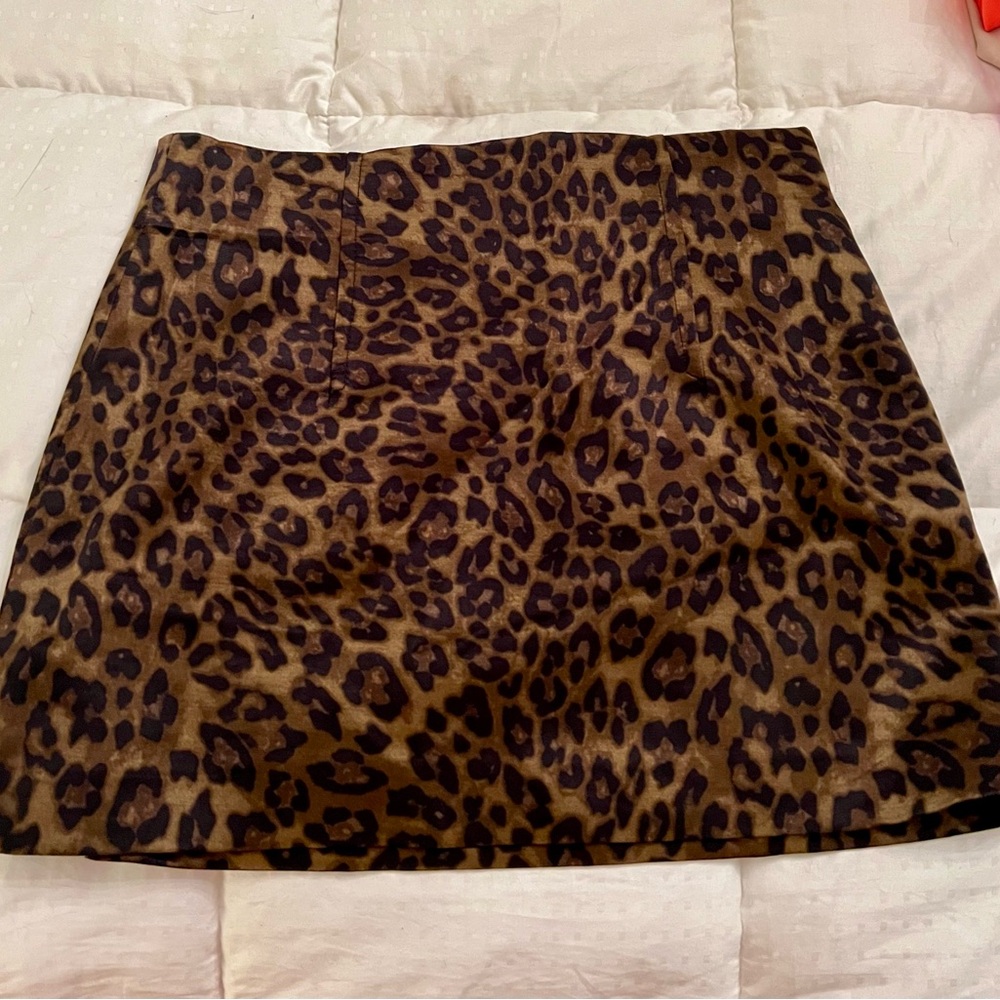 Zara Brown and Black A-Line Mini Skirt